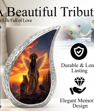 Native Wolf Cremation Urn for Mom – Beautiful Adult Female Memorial Urn for Human Ashes