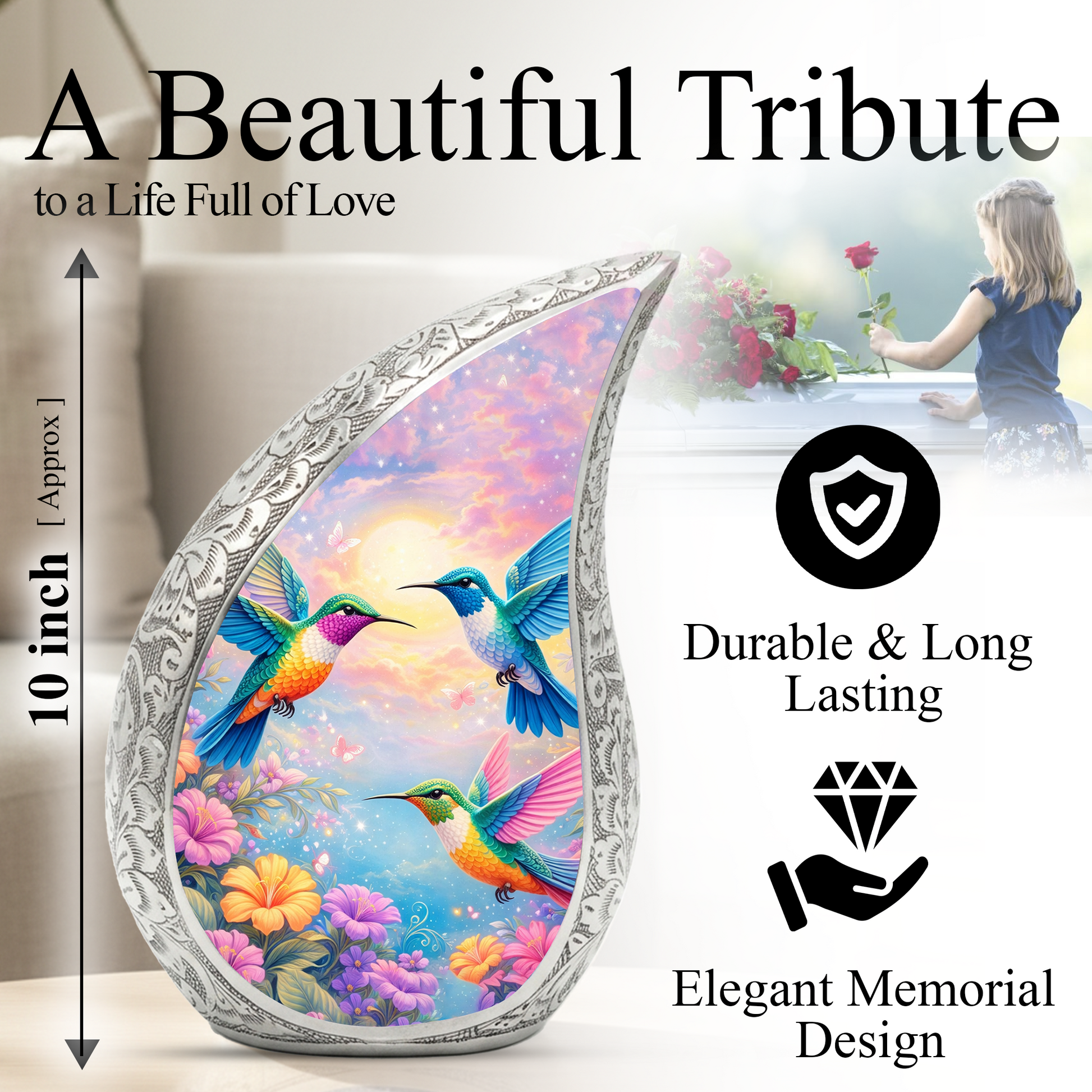 Hummingbird Adult Urn for Human Ashes – Premium Hummingbird Cremation Urn