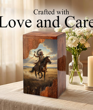 Western Cremation Urn for Dad – Custom Wooden Memorial Urn Box for Ashes
