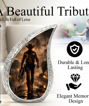 Cowboy Urn for Dad & Men | Western Cremation Urn for Adult Male Ashes | Cowboy Memorial Urn
