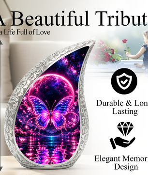 Butterfly Urn for Ashes, Pink Purple Butterfly Cremation Urn