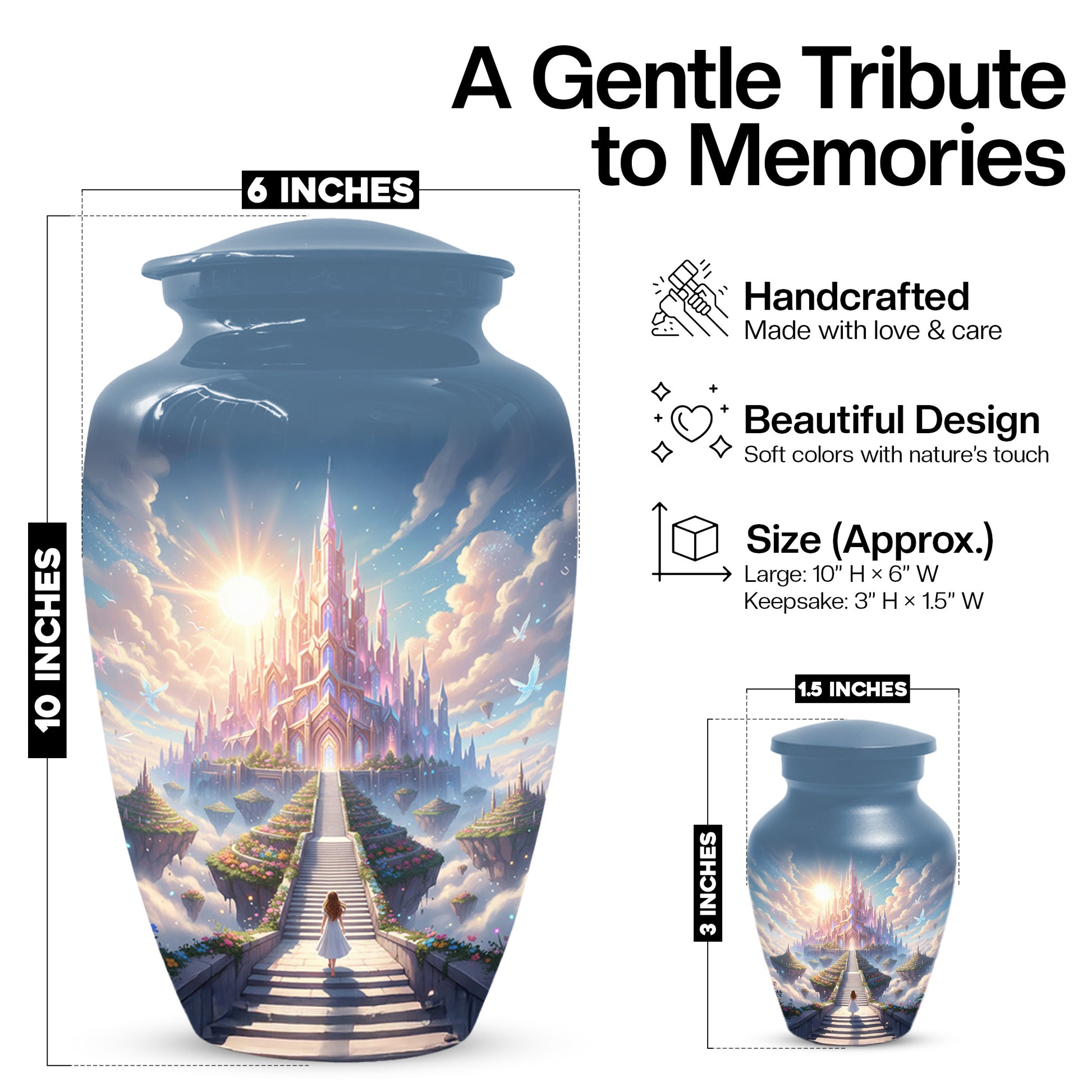 Heaven Stairway Urn for Mom – Custom Angel Memorial Cremation Urn for Ashes