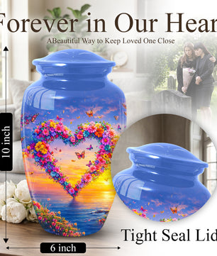 Butterfly Urn for Ashes – Floral Heart  Urn for Mom | Adult Female Cremation Large Urn
