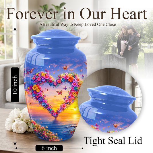 Butterfly Urn for Ashes – Floral Heart  Urn for Mom | Adult Female Cremation Large Urn