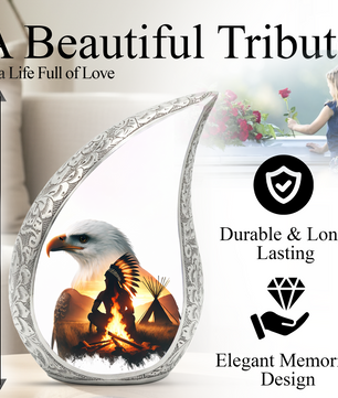 Eagle Memorial Adult Cremation Urn, Native American Inspired Adult Urn for Ashes