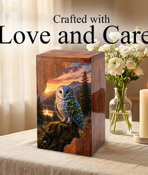 Owl Wooden Cremation Urn – Wooden Urn for Human Ashes