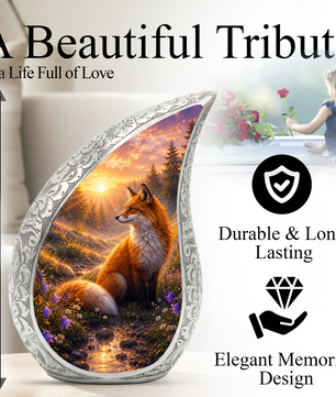 Fox Sunset Urn for Human Ashes | Wildlife Adult Cremation Urn | Fox Sunset Memorial Urn for Adult Ashes