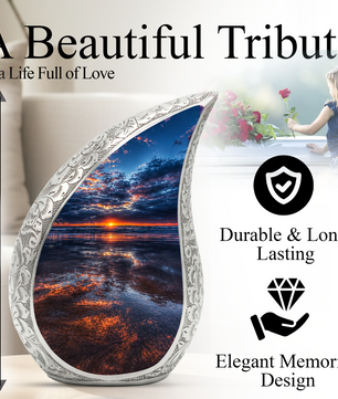 Ocean Sunset Urn for Human Ashes | Beach Cremation Urn, Ocean Wave Memorial Urn