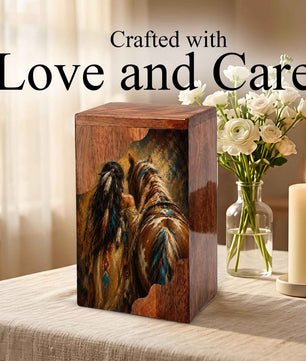 Horse Spirit Wooden Cremation Urn – Wooden Urn for Human Ashes