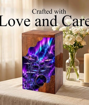 Drummer Wooden Cremation Urn – Aurora Memorial Urn