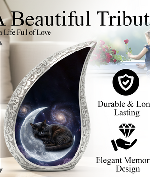 Moon Cat Memorial Urn, Personalized Cat Urn-Cremation Urn For Ashes