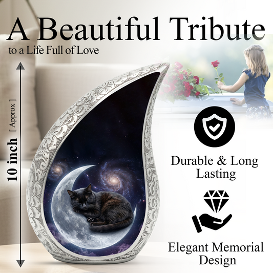 Moon Cat Memorial Urn, Personalized Cat Urn-Cremation Urn For Ashes