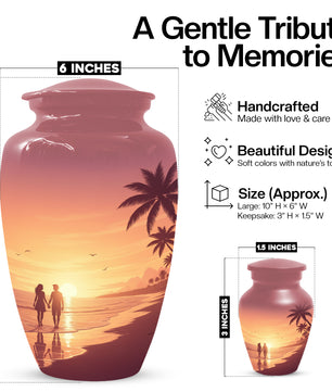 Beach Sunset Cremation Urn for Human Ashes | Personalized Adult Urn, Ocean Theme Urn & Beach Keepsake Urn