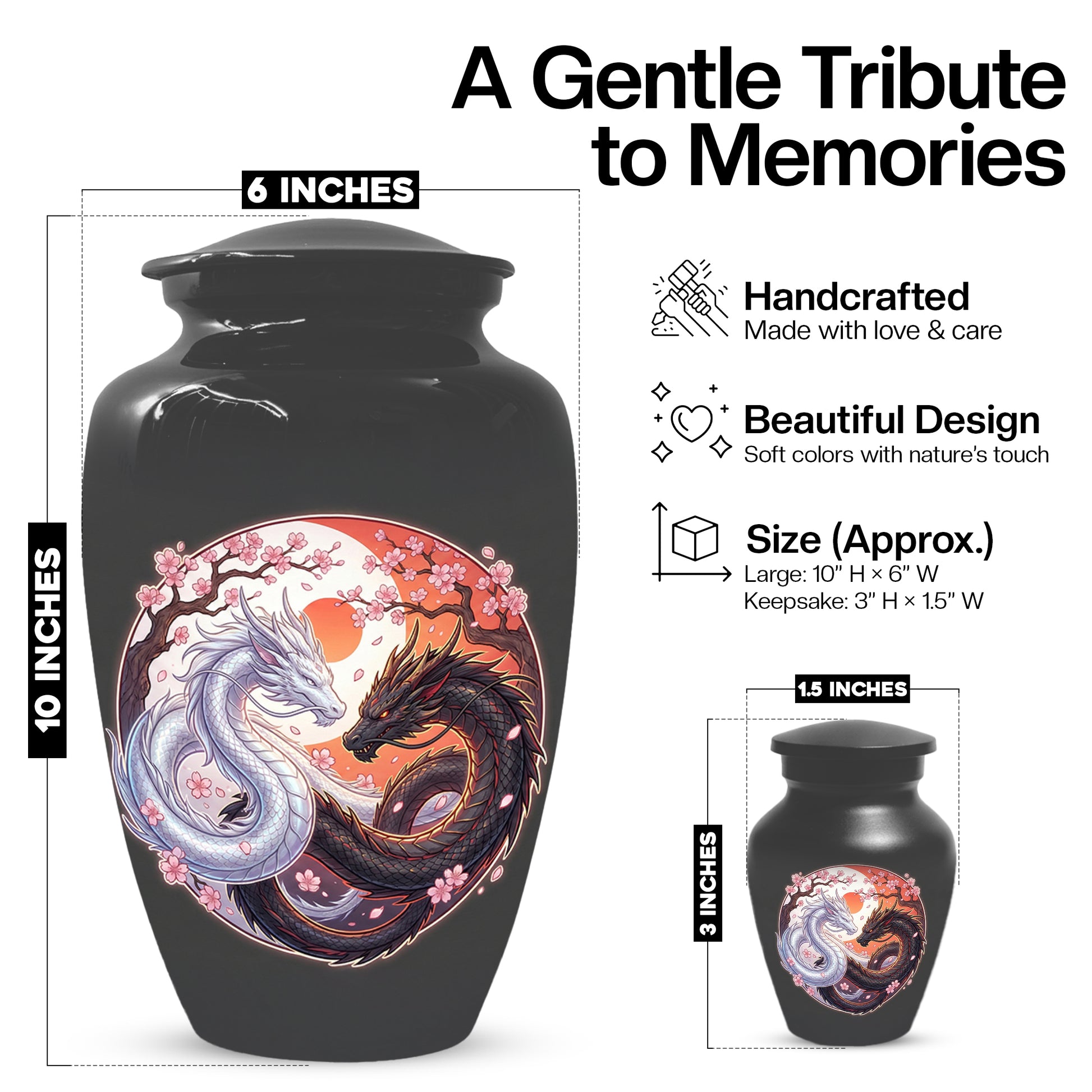 Yin Yang Dragon Urn – Custom Dragon Cremation Urns for Ashes|  Memorial Keepsake for Mom &Dad