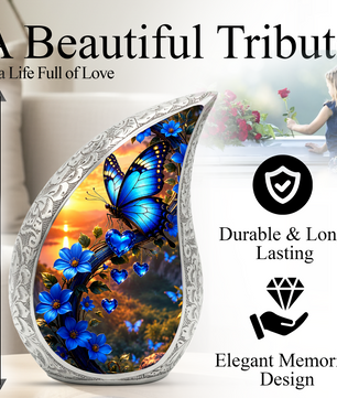 Blue Butterfly Urn for Ashes | Butterfly Urns for Human Ashes, Butterfly Urn for Cremains,