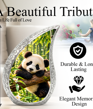 Panda Cremation Urn for Adult Ashes, Cute Panda Memorial Urn, Bamboo Forest Animal Urn