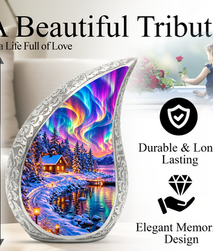 Northern Lights Adult Cremation Urn – Personalized Adult Urn for Ashes | Aurora Memorial Urn