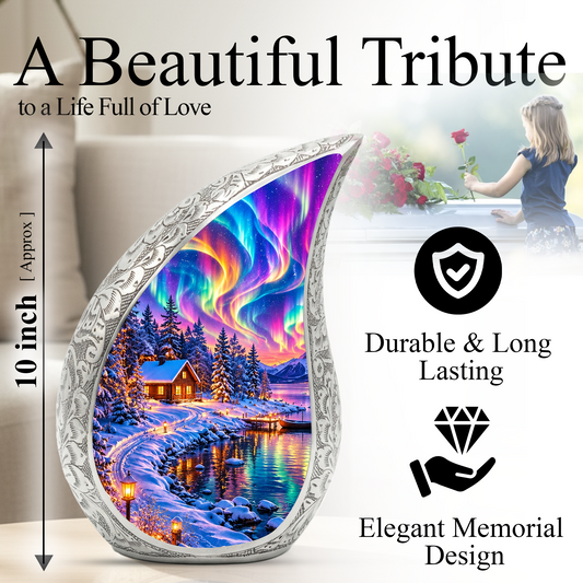 Northern Lights Adult Cremation Urn – Personalized Adult Urn for Ashes | Aurora Memorial Urn