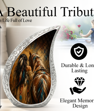 Native American Horse Memorial Urn for Mom, Beautiful Cremation Urn for Women