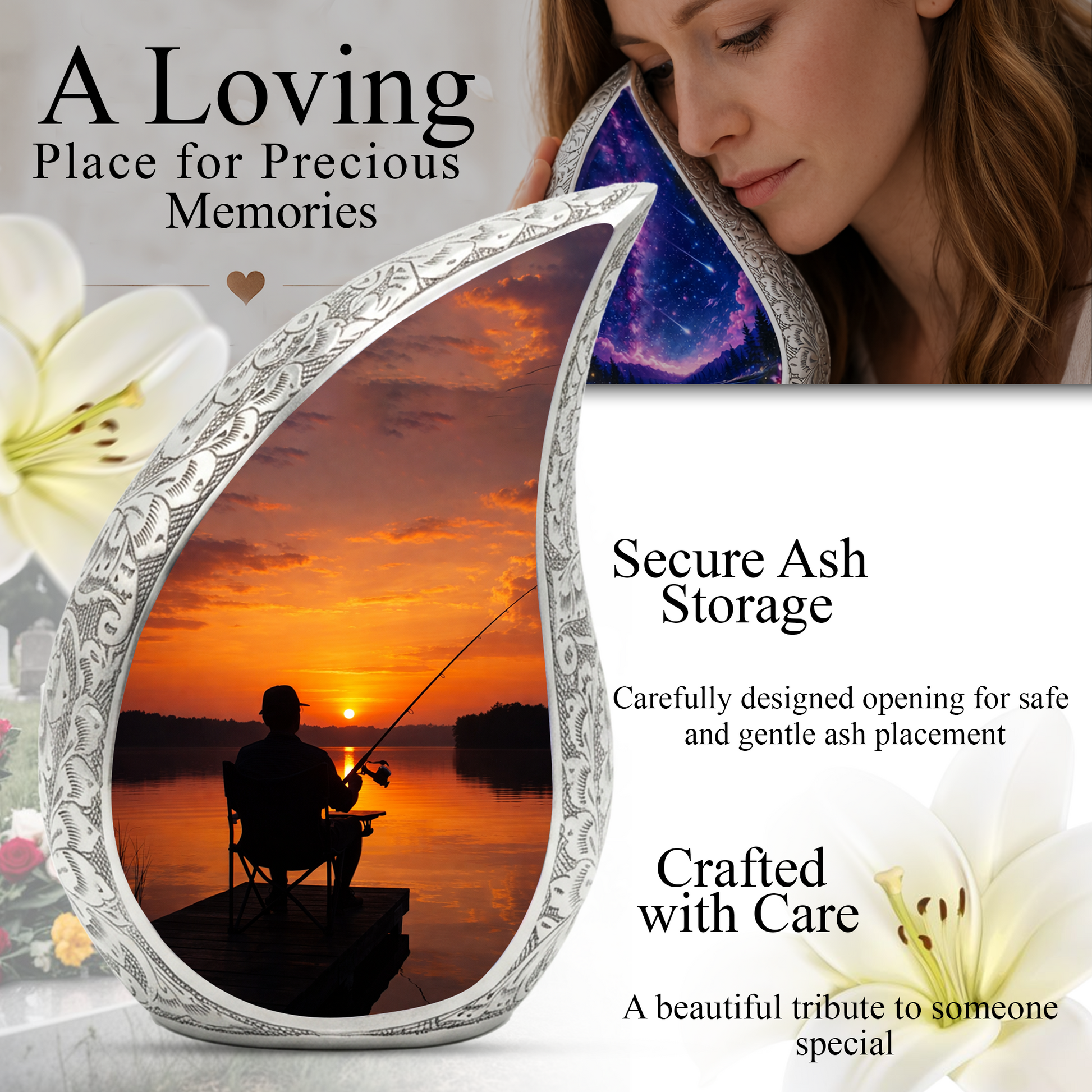 Fishing Urn for Dad | Gone Fishing Cremation Urn for Male Ashes,