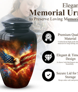 American Patriotic Urns for Dad, American Patriotic Personalized Large Urn for Dad
