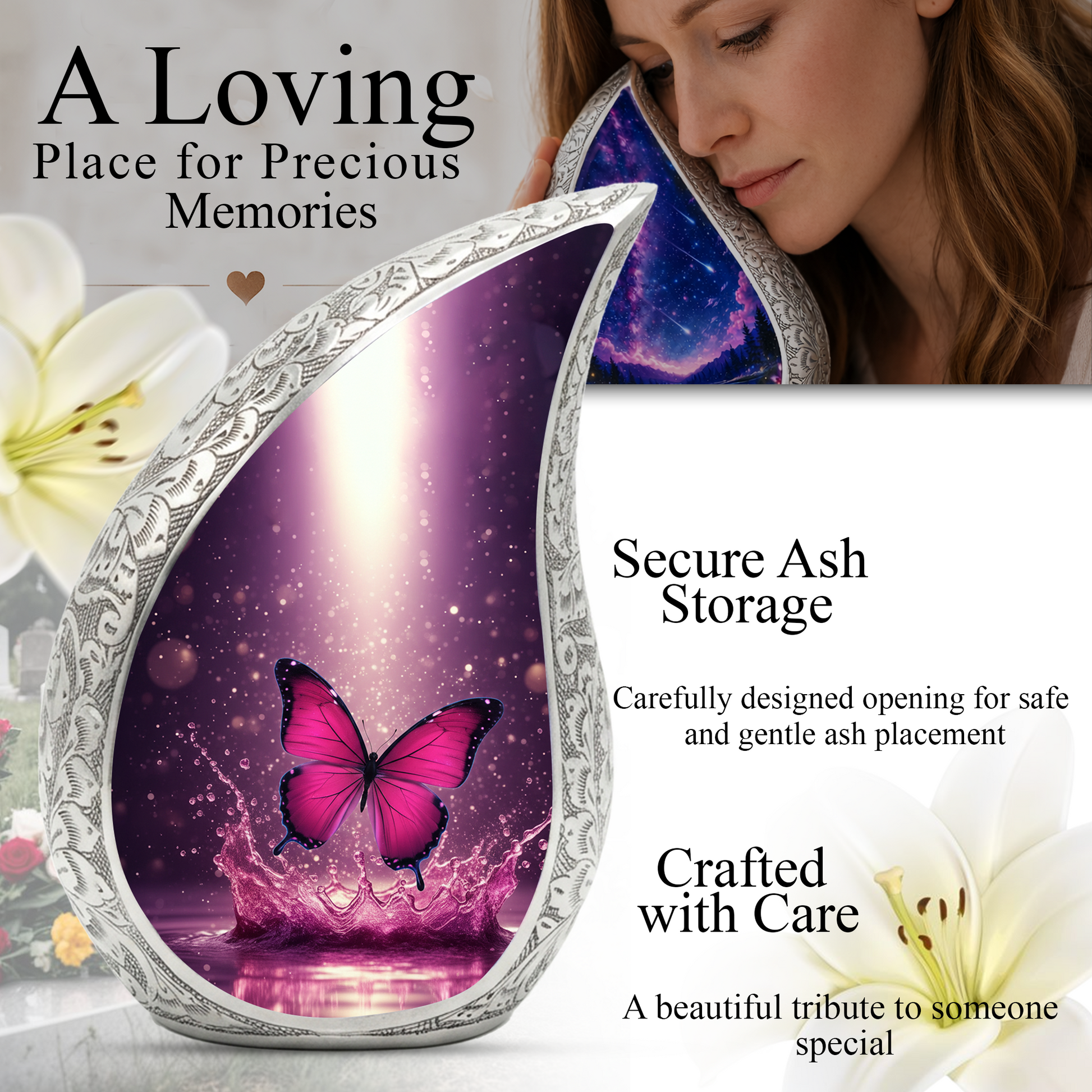 Butterfly Urn for Ashes, Cremation Keepsake Urn For Human Ashes