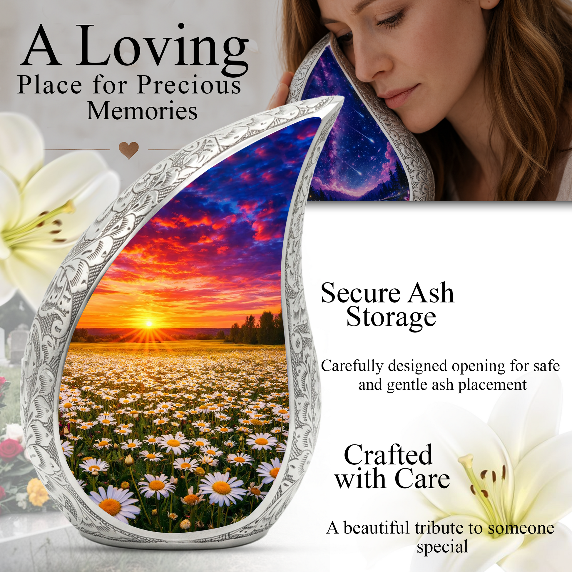Sunflower Sunset Cremation Urn for Adult Ashes