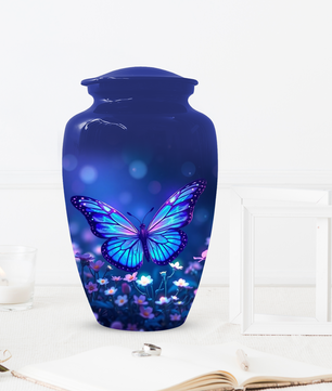 Blue Butterfly Urn for Ashes, Custom Butterfly Cremation Urn