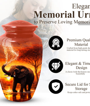 Elephant Urn for Dad- Cremation Large Urn for Ashes Adult Male | Keepsake Urn For Dad