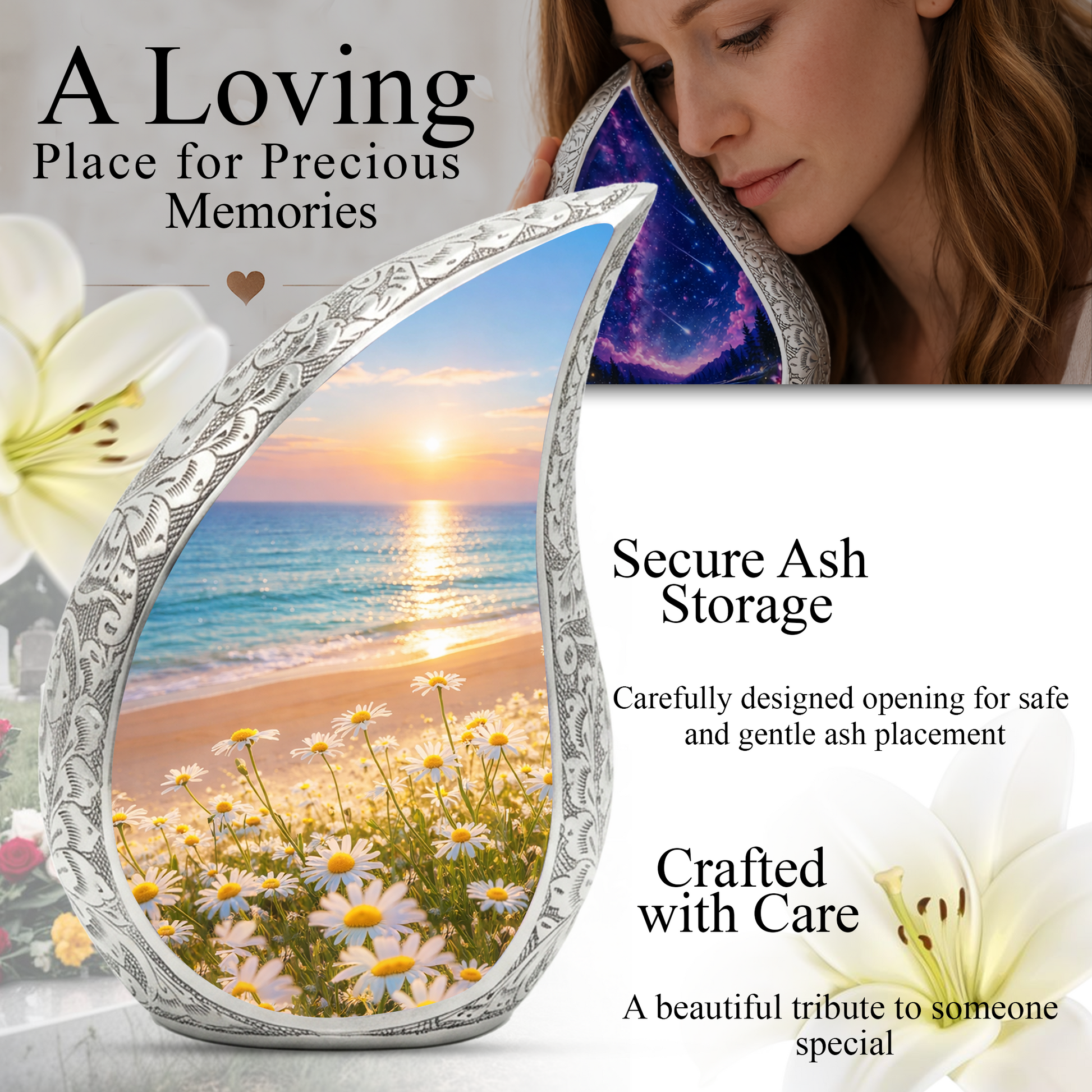 Sunflower Beach Adult Urn for Human Ashes – Premium Beach Cremation Urn