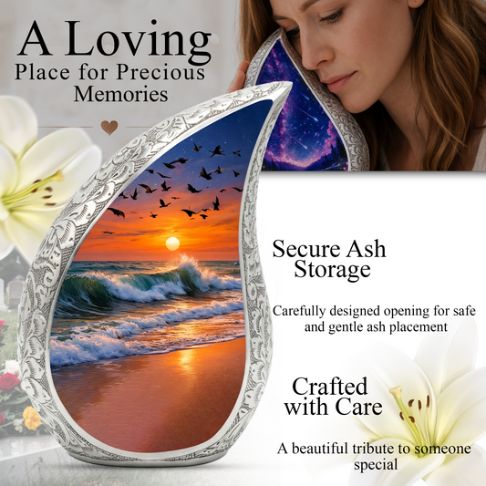 Ocean Sunset Adult Urn for Human Ashes – Premium Ocean Sunset Cremation Urn