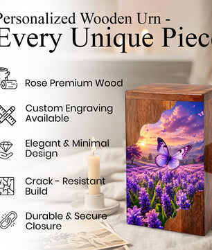 Butterfly Wooden Cremation Urn for Mom | Personalized Urn for Human Ashes