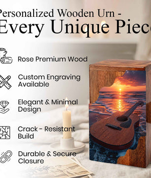 Guitar Cremation Urns for Human Ashes | Adult Urns for Ashes | Wooden Cremation Urn