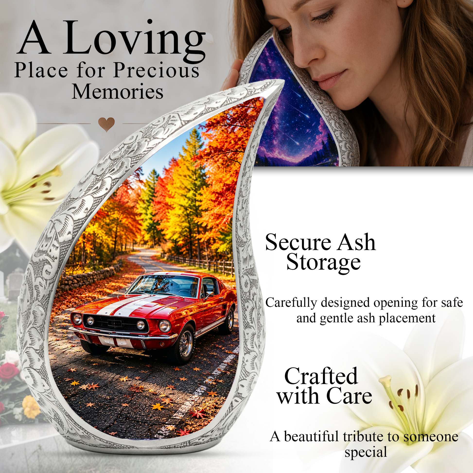 Classic Muscle Car Memorial Urn for Dad, Vintage Car Funeral Urn