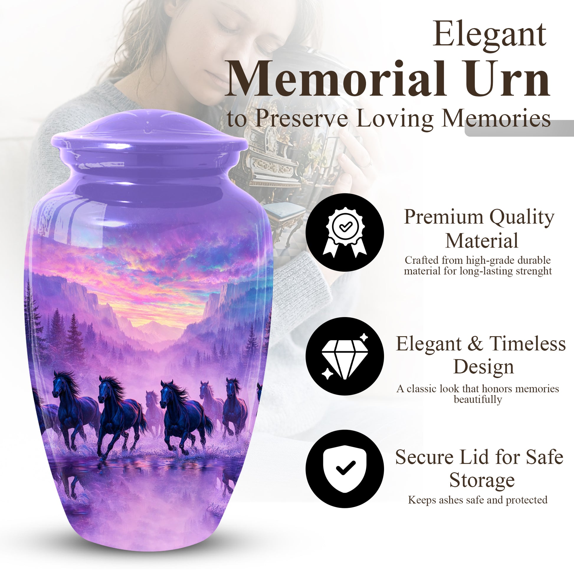 Horse Urn for Dad – Horse Urns for Dad's Ashes | Horse Cremation Large Urn for Adult Male