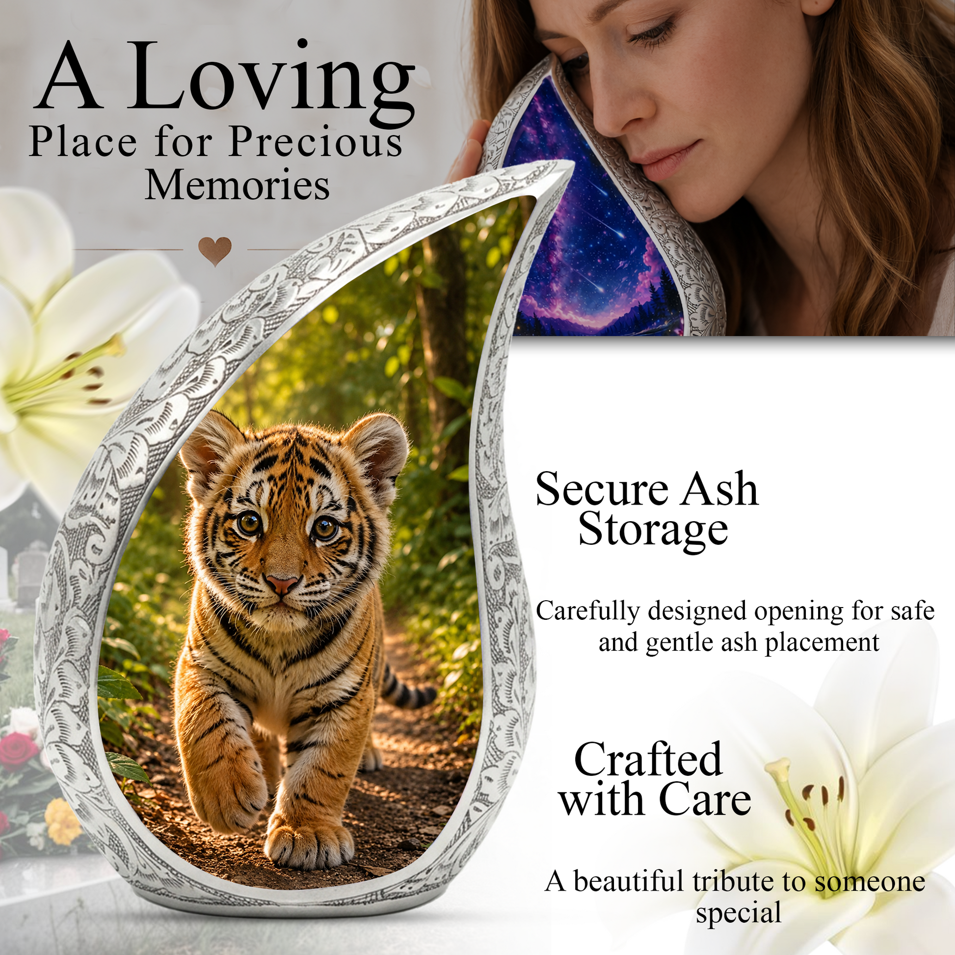 Tiger Urn for Adult Ashes | Majestic Adult Cremation Urn for Human Ashes Memorial