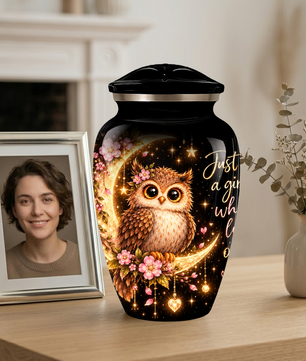 Owl Cremation Urn for Ashes | Personalized Owl Memorial Urn | Cute Bird Funeral Urn