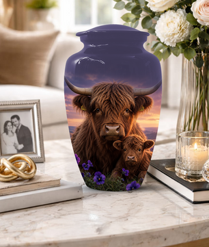 Highland Cow Cremation Urn for Ashes - Personalized Farm Animal Memorial