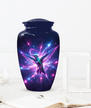 Humming Bird with Blue Urn for Human Ashes | Blue Hummingbird Adult Cremation Urn