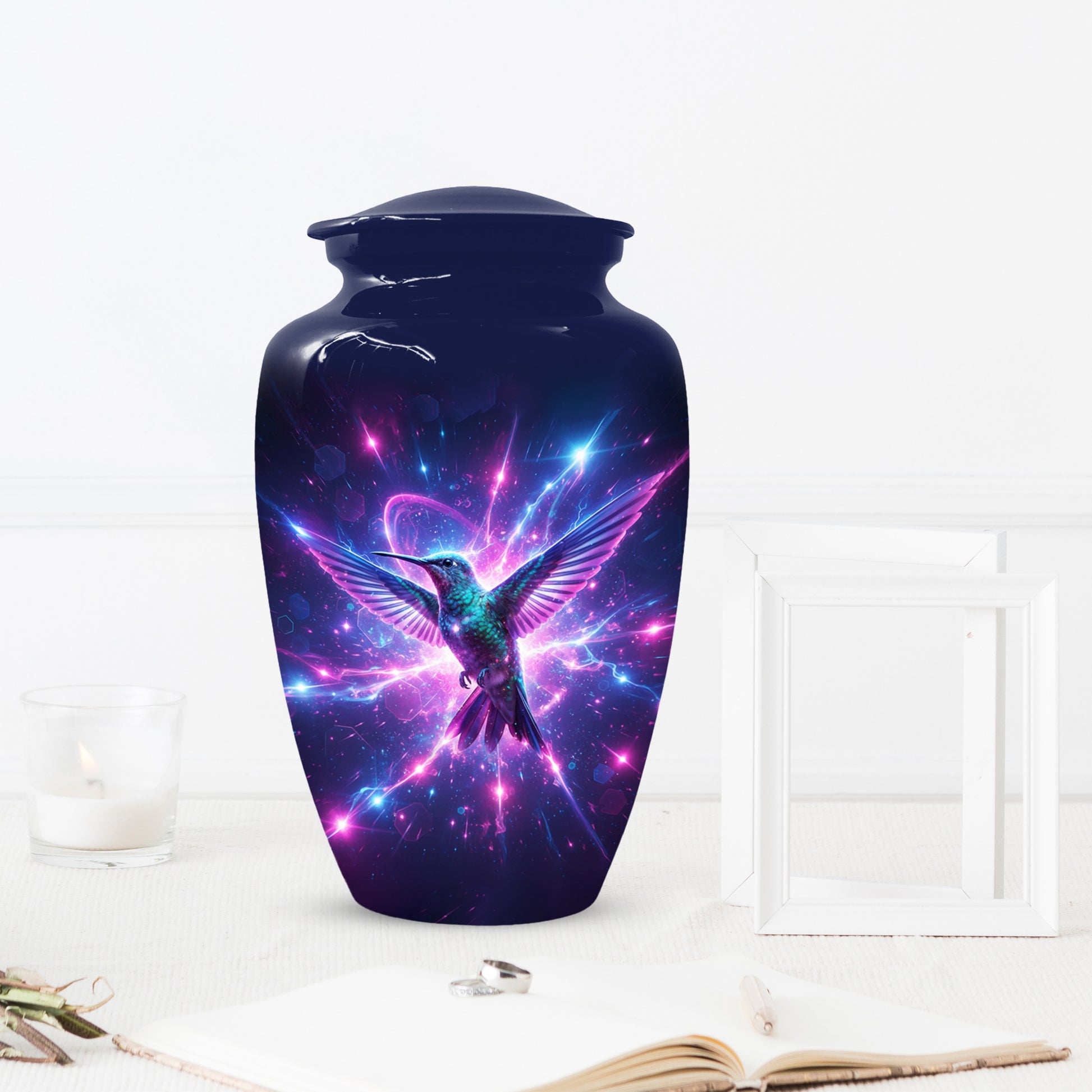 Humming Bird with Blue Urn for Human Ashes | Blue Hummingbird Adult Cremation Urn