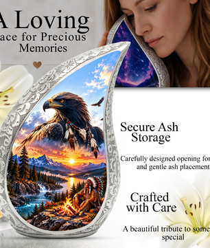 Eagle Adult Urn for Ashes, Native American Eagle Cremation Urn for Human Ashes