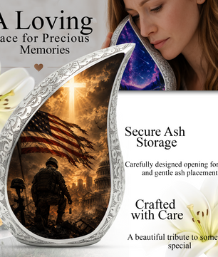 Soldier Urn for Human Ashes | Military Adult Cremation Urn Memorial