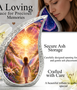 Angel Girl Cremation Urn for Mom, Women & Daughters | Beautiful Female Urn for Human Ashes | Keepsake Memorial Urn