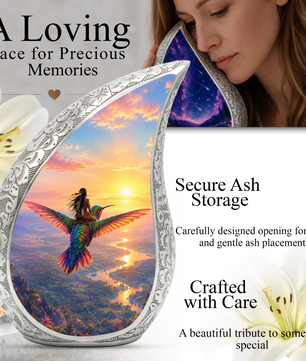 Hummingbird Urn for Human Ashes | Beautiful Adult Cremation Urn | Hummingbird Memorial Urn for Adult Ashes