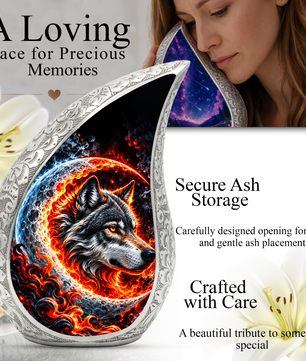 Wolf Cremation Urn for Ashes, Wolf Memorial Urn, Howling Wolf Adult Urn, Wildlife Cremation Urn