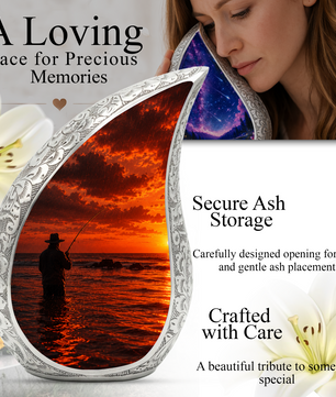 Gone Fishing Funeral Urn for Dad, Fishing Cremation Urn for Men,Memorial Urn for Ashes