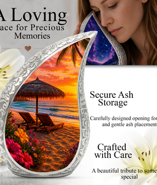 Beach Sunset Adult Cremation Urn for Mom, Dad, Women & Men, Memorial Urn for Ashes