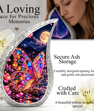 Colorful Butterfly Urn for Ashes, Jeweled Butterfly Cremation Urn