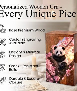 Panda Wooden Cremation Urn – Wooden Urn for Human Ashes