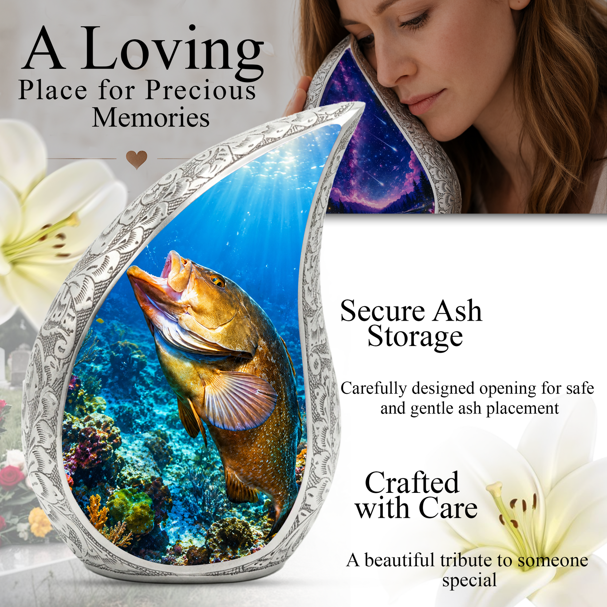 Fishing Urn for Dad Ashes | Gone Fishing Cremation Urn for Men, Fishing Urn for Human Ashes,